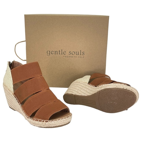 Gentle Souls Charli Cognac Elastic Womens Wedge Sandals Size 9M - Picture 12 of 12